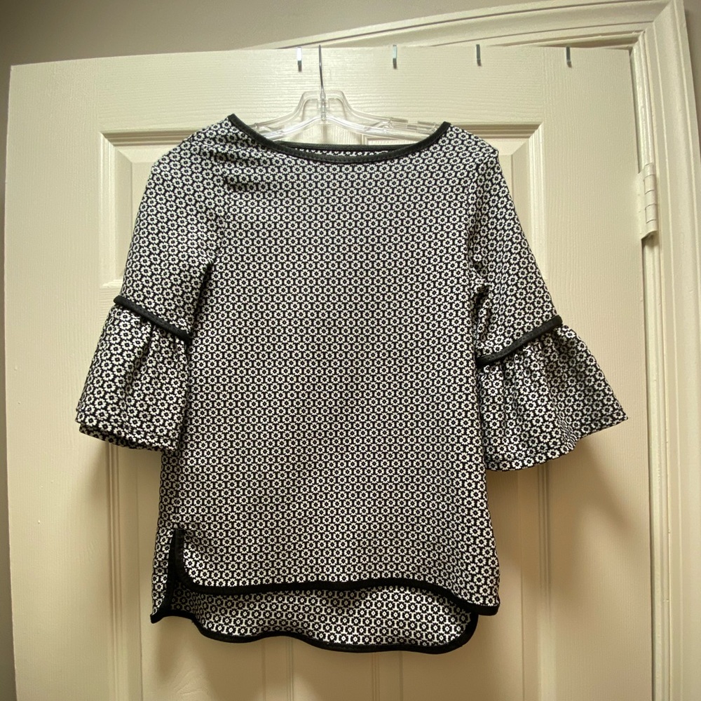 Flare Sleeve Printed Blouse